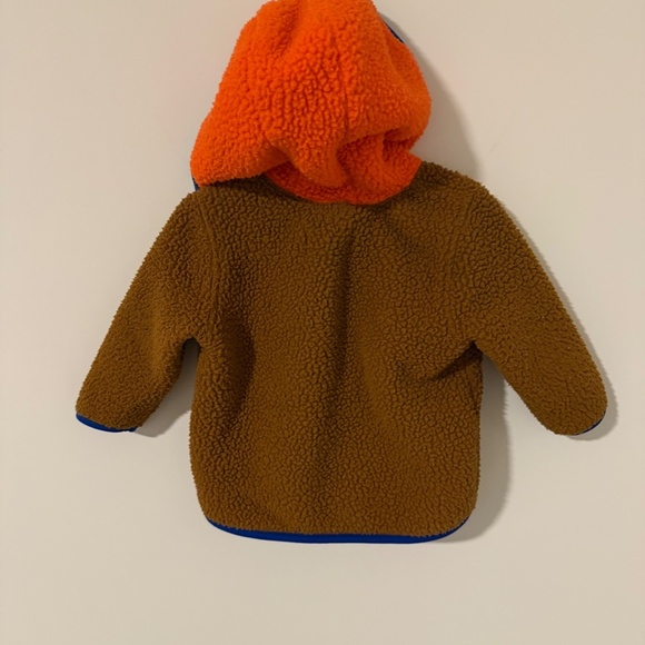 Old Navy Sherpa-Lined Hooded Jacket – Brown/Blue with Orange Lining (Size 12–18 - Picture 3 of 3